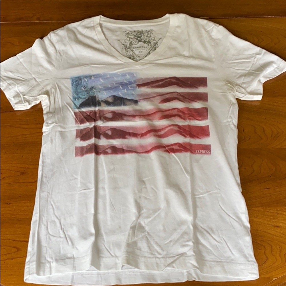 American flag logo v neck